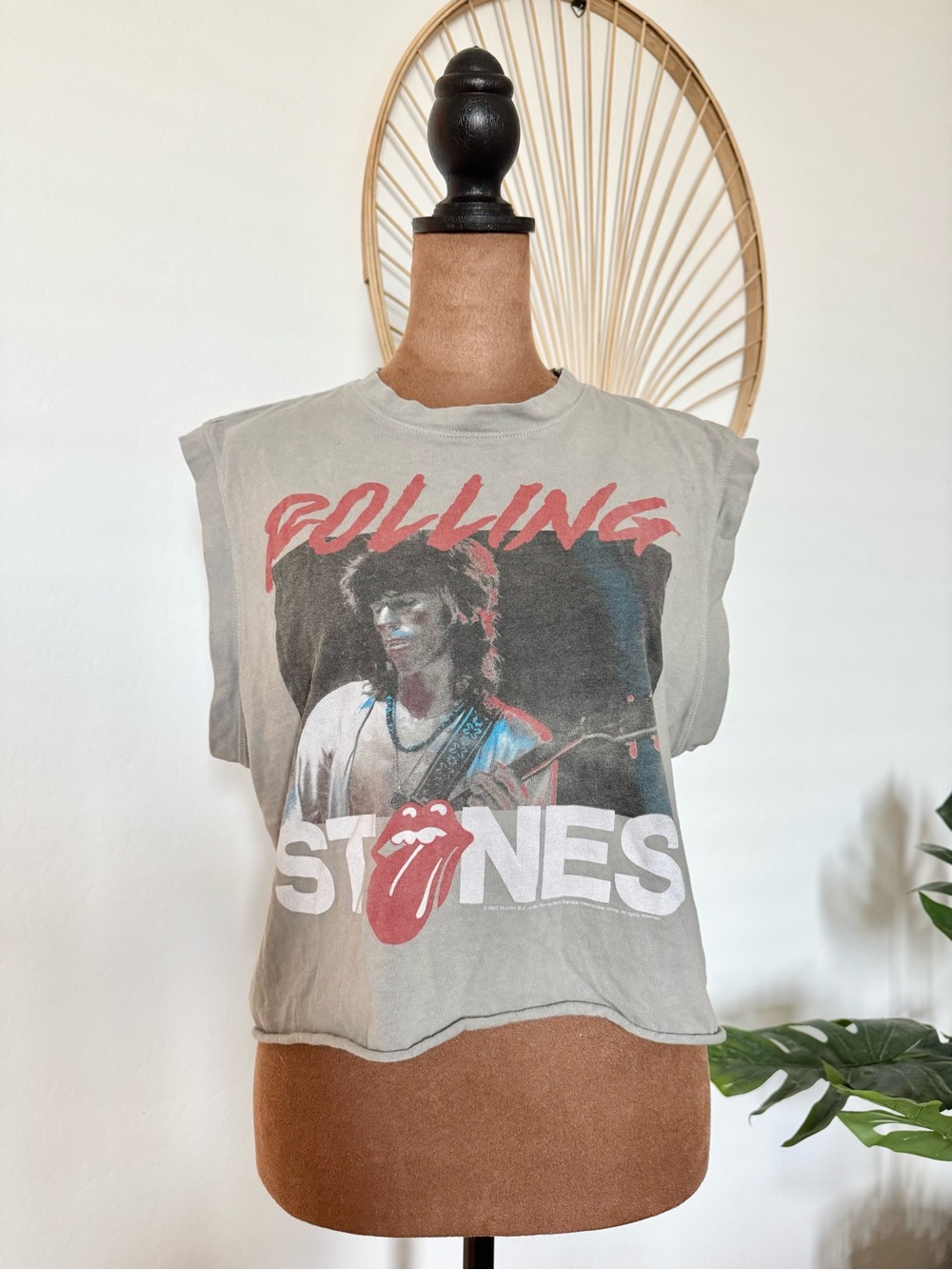 Rolling Stones Gray Graphic Crop Tee - Women’s Muscle Tee